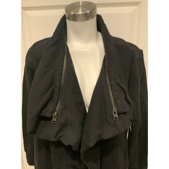 Allsaints Open Front Black Dahlia Sweat Cardigan W/ Zipper Collar, Size Small - Picture 2 of 9